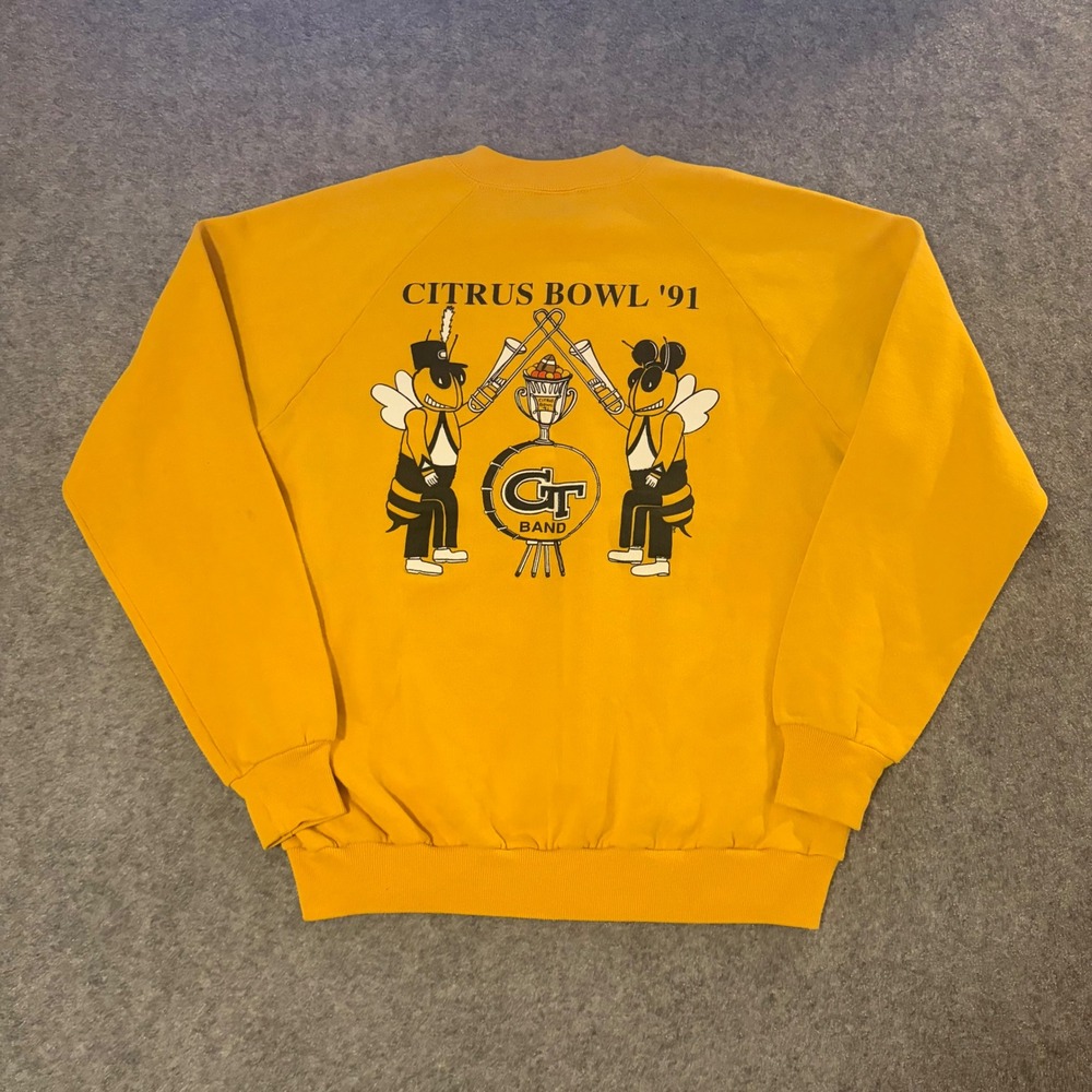 Vintage 90s Georgia Tech University 1991 Citrus Bowl Band Crewneck Sweatshirt Lg - Picture 2 of 8